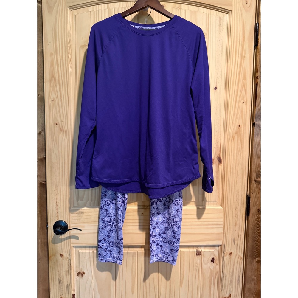 ClimateRight by Cuddl‎ Duds Purple Thermal Base Layer Set Top Leggings Womens XL